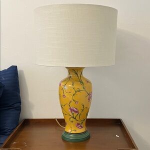 Floral Yellow Lantern with Green Base